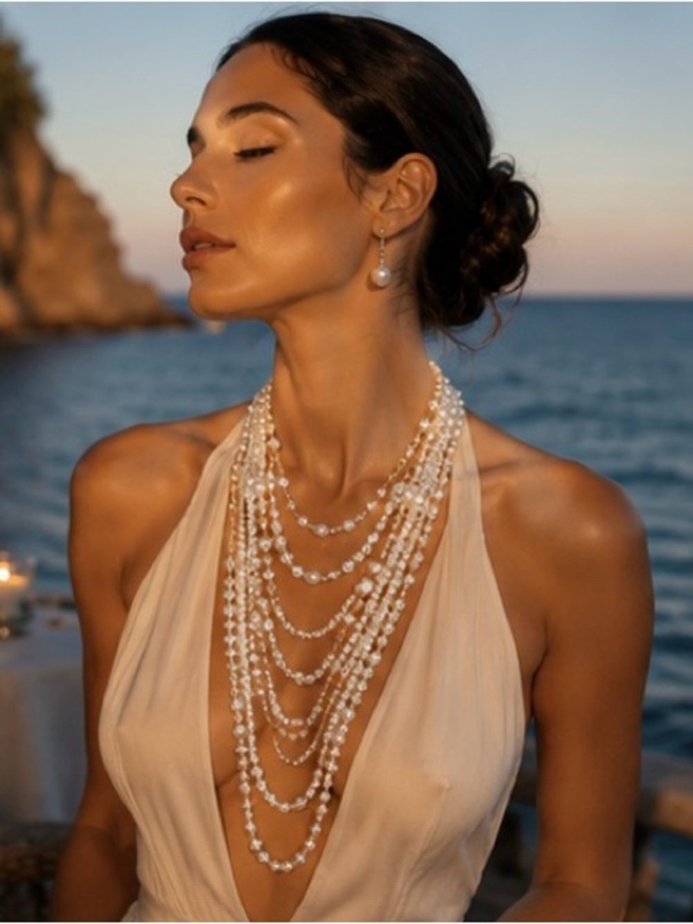 Layered Pearl Statement Necklace | Elegant Luxury Multi Strand Jewelry